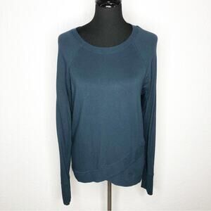 Athleta dark green blue asymmetrical hem knit top‎ size Small